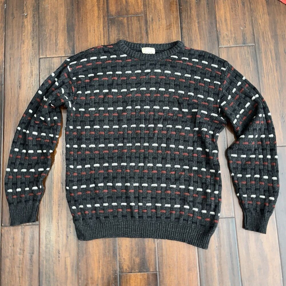 Vintage 90s Y2K Natural Issue Sweater Sz L Grandpa Core Dark Preppy